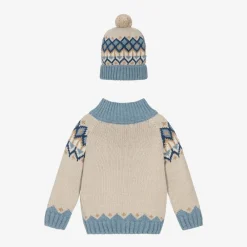 Dr. Kid Tops*Boys Beige Fair Isle Sweater & Hat Set
