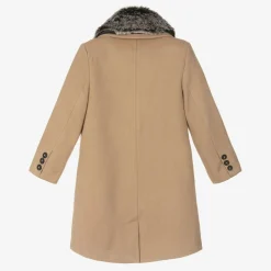Romano Coats & Jackets*Boys Beige Faux Fur Trim Coat