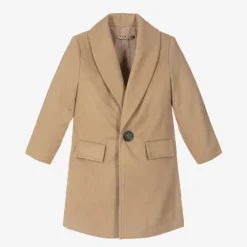 Romano Coats & Jackets*Boys Beige Faux Fur Trim Coat