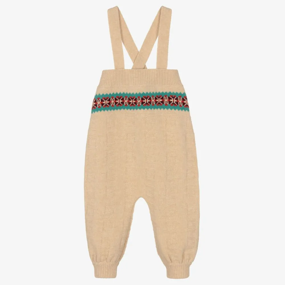 Gucci Trousers|Trousers*Boys Beige Knitted Dungarees