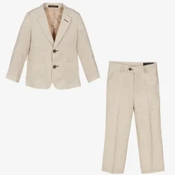 Romano Suits*Boys Beige Linen & Cotton Suit