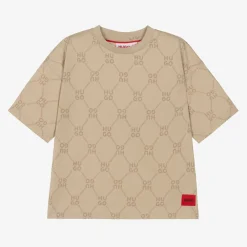 HUGO Tops*Boys Beige Monogram Cotton T-Shirt