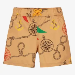 Mini Rodini Swimwear*Boys Beige Nautical Swim Shorts