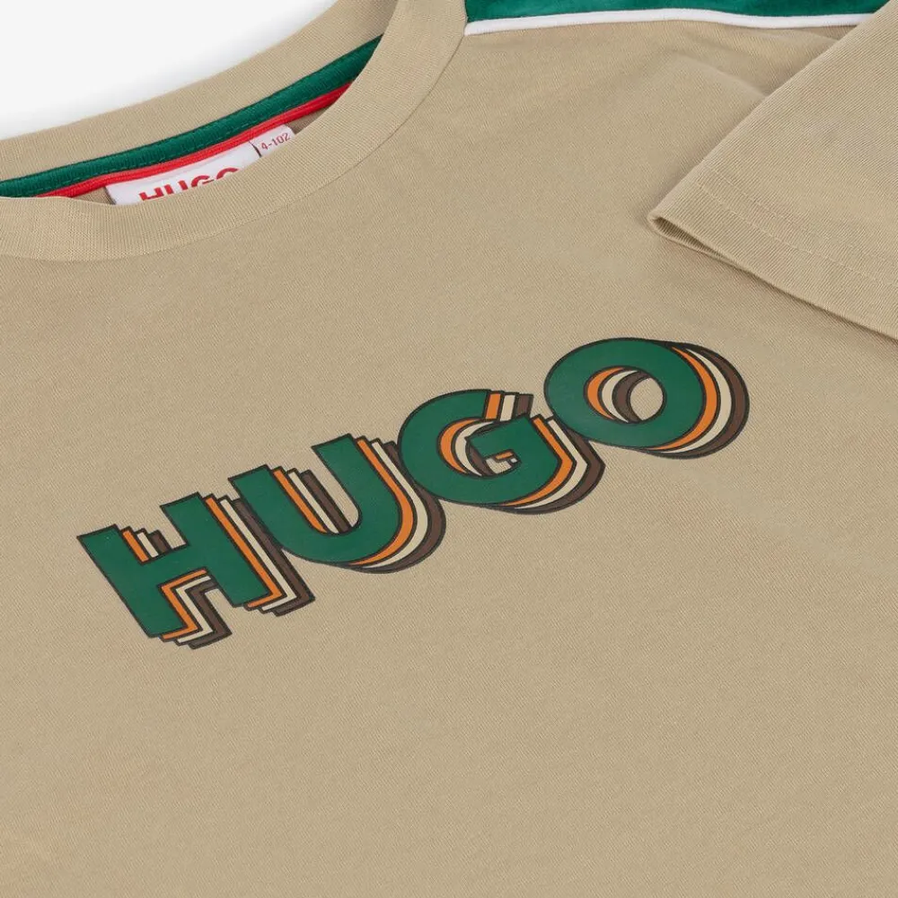 HUGO Tops*Boys Beige Organic Cotton T-Shirt