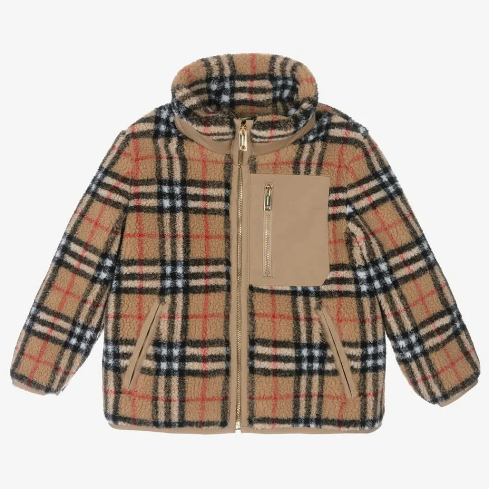 Burberry Coats & Jackets*Boys Beige Vintage Check Fleece Jacket