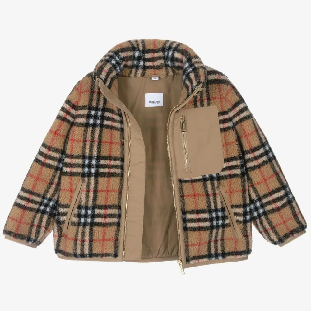 Burberry Coats & Jackets*Boys Beige Vintage Check Fleece Jacket