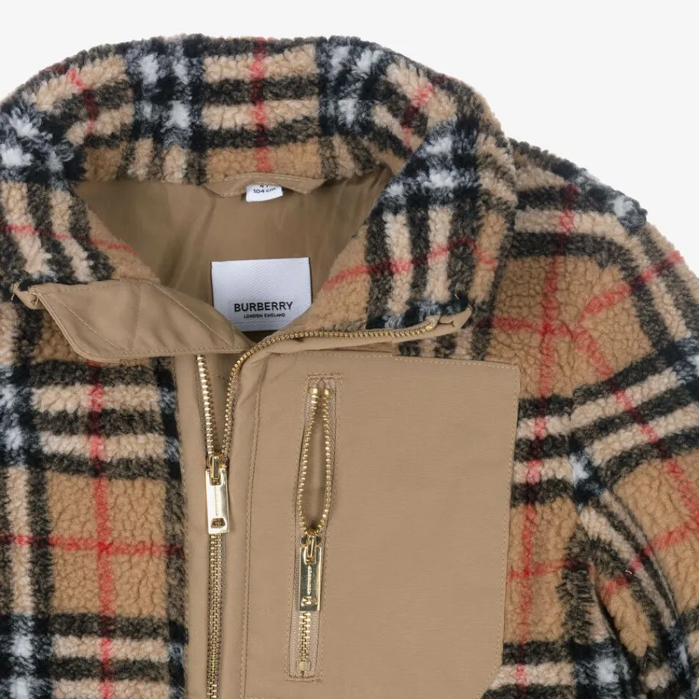 Burberry Coats & Jackets*Boys Beige Vintage Check Fleece Jacket