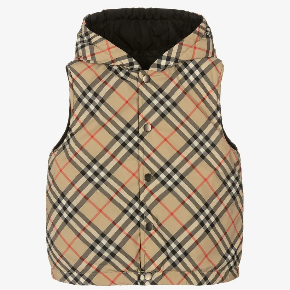 Burberry Coats & Jackets*Boys Beige Vintage Check Reversible Gilet ArchiveBeige
