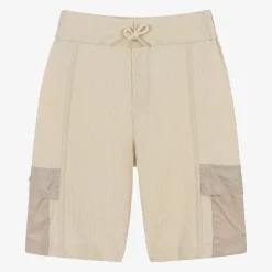 Emporio Armani Shorts*Boys Beige Waffle Cotton Jersey Shorts