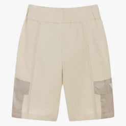 Emporio Armani Shorts*Boys Beige Waffle Cotton Jersey Shorts