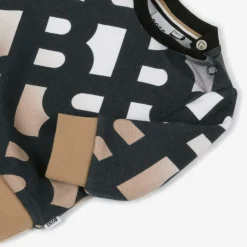 BOSS Tops*Boys Black & Beige Logo Cotton Sweatshirt