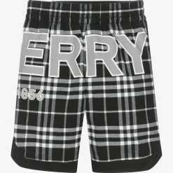Burberry Shorts*Boys Black & Checked Logo Shorts