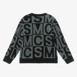 Stella McCartney Kids Tops*Boys Black & Grey Wool SMC Logo Sweater
