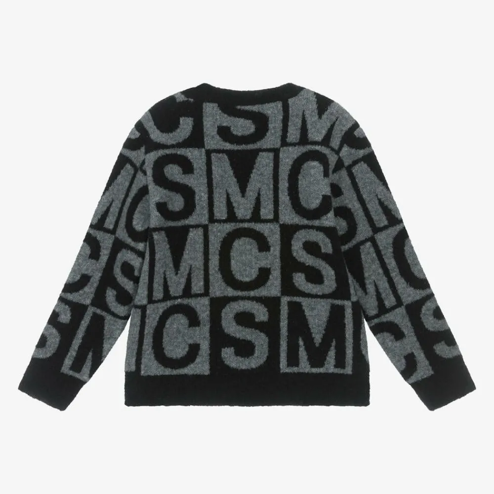 Stella McCartney Kids Tops*Boys Black & Grey Wool SMC Logo Sweater
