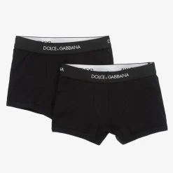 Dolce amp; Gabbana Underwear*Boys Black Cotton Boxers (2 Pack)