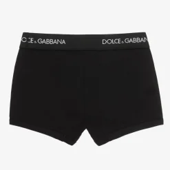 Dolce amp; Gabbana Underwear*Boys Black Cotton Boxers (2 Pack)