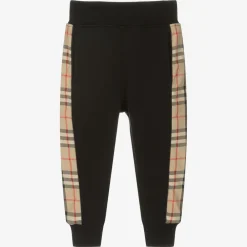 Burberry Trousers*Boys Black Cotton Check Joggers