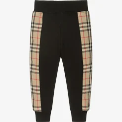 Burberry Trousers*Boys Black Cotton Check Joggers