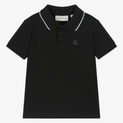 Calvin Klein Tops*Boys Black Cotton CK Polo Shirt