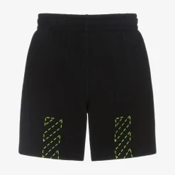 Off-White Shorts*Boys Black Cotton Diagonals Shorts