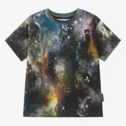 Molo Tops*Boys Black Cotton Galaxy T-Shirt