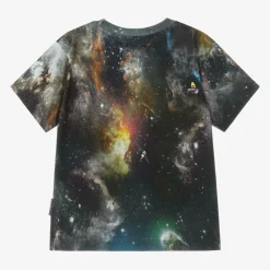 Molo Tops*Boys Black Cotton Galaxy T-Shirt