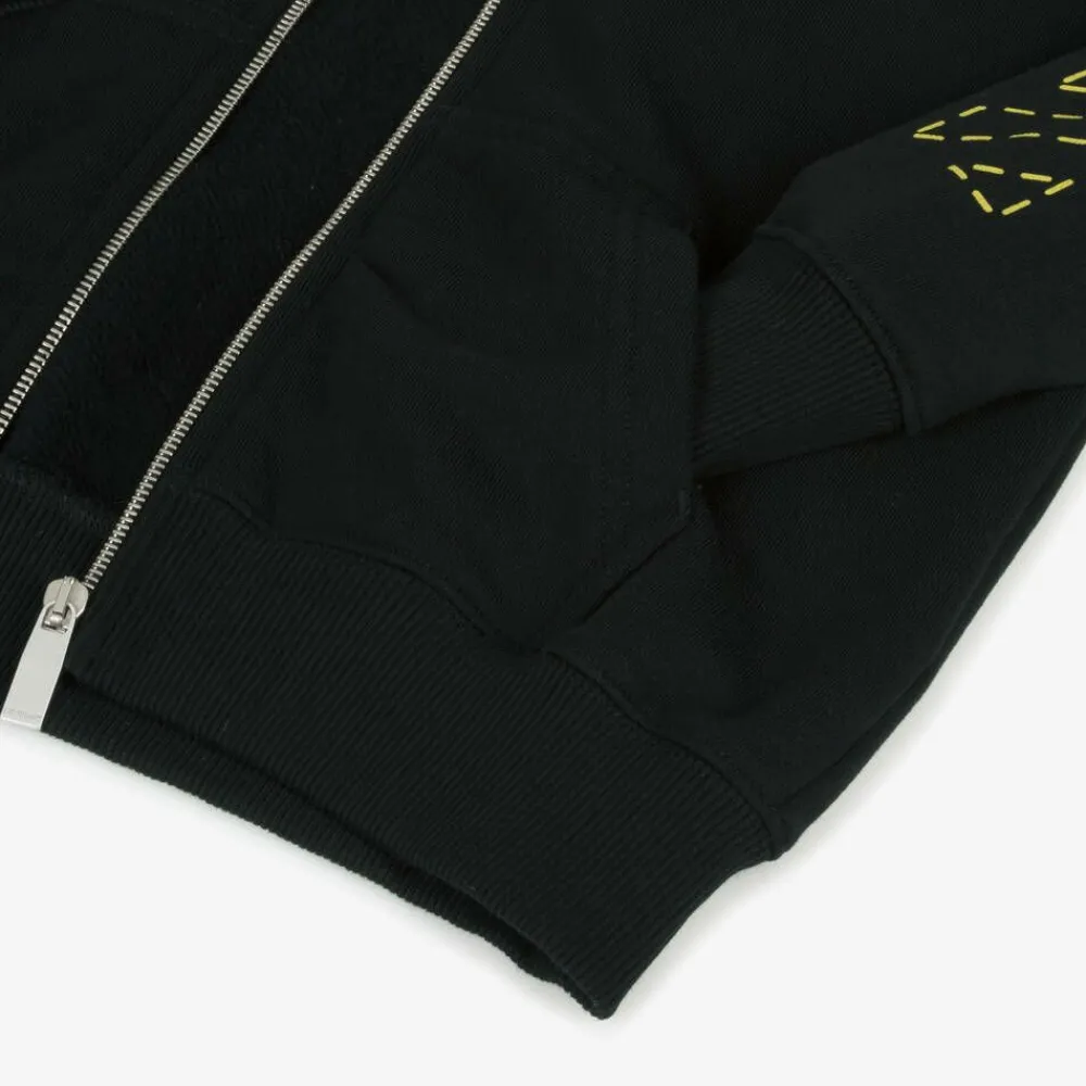 Off-White Tops*Boys Black Cotton Hooded Zip-Up Top