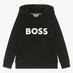 BOSS Tops*Boys Black Cotton Hoodie