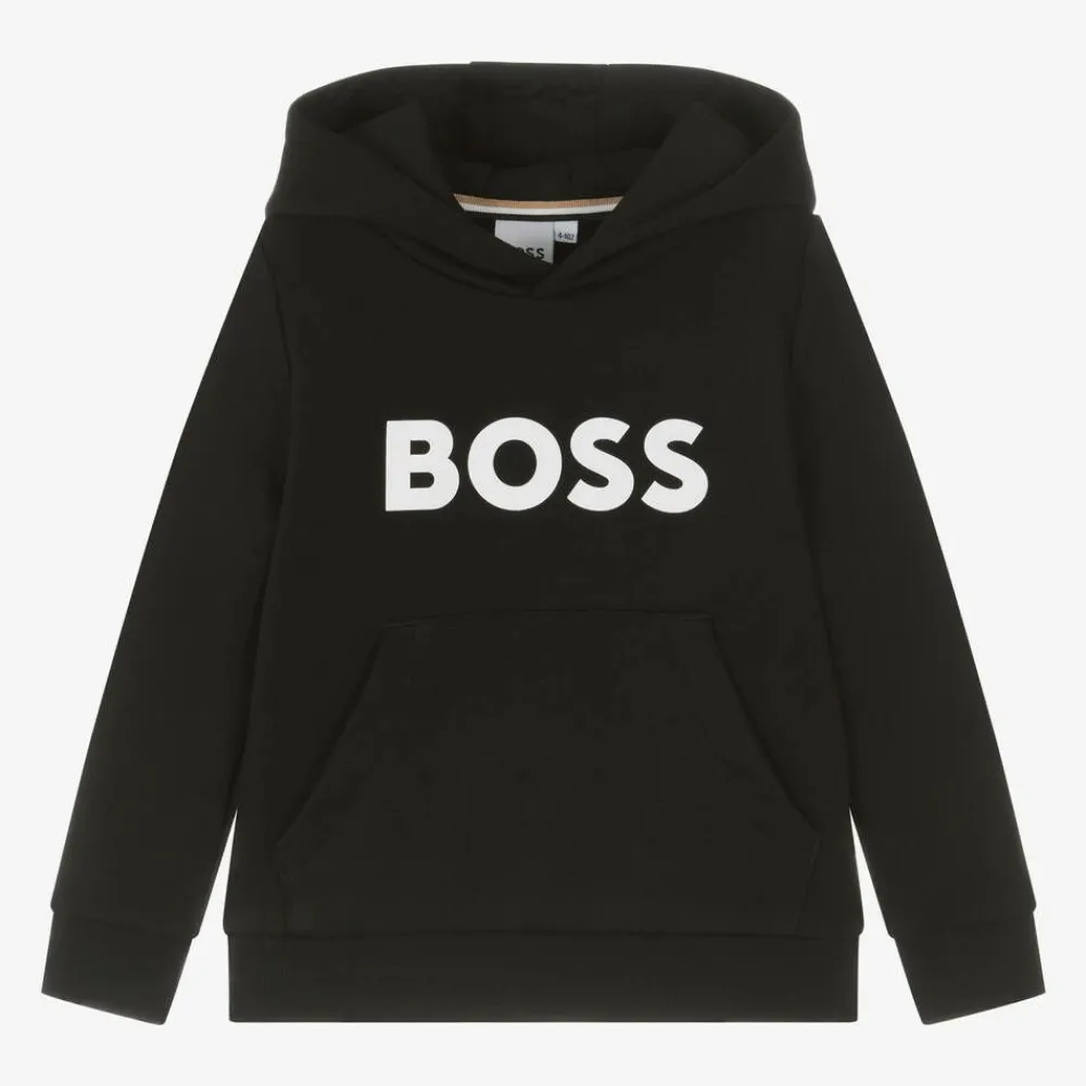 BOSS Tops*Boys Black Cotton Hoodie