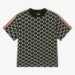 KARL LAGERFELD KIDS Tops*Boys Black Cotton KL Monogram T-Shirt