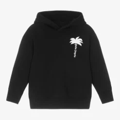 Palm Angels Tops*Boys Black Cotton Palm Hoodie