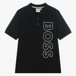 BOSS Tops*Boys Black Cotton Polo Shirt