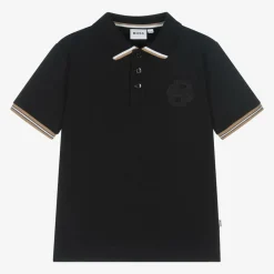 BOSS Tops*Boys Black Cotton Polo Shirt
