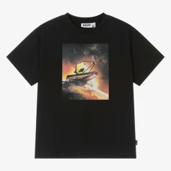 Molo Tops*Boys Black Cotton Telescope T-Shirt
