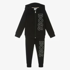 BOSS Tracksuits*Boys Black Cotton Tracksuit