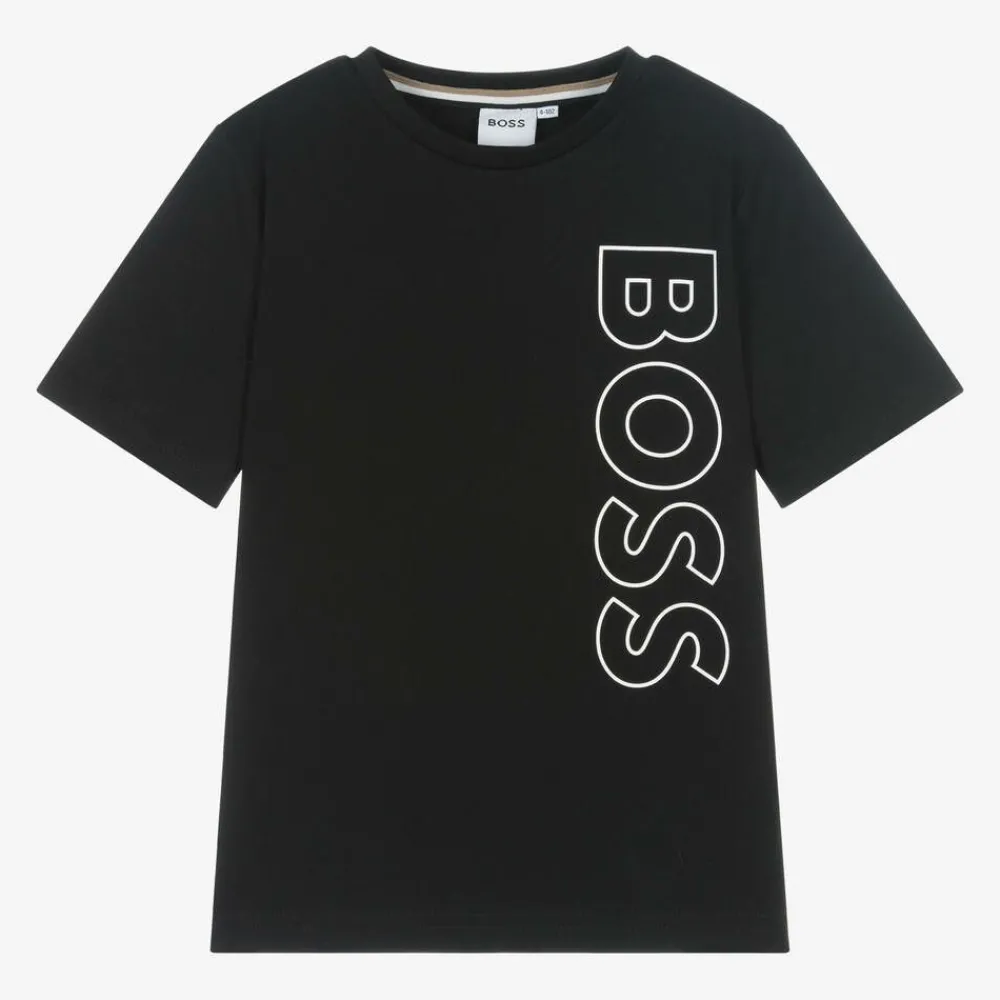 BOSS Tops*Boys Black Cotton T-Shirt