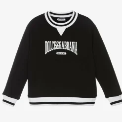 Dolce amp; Gabbana Tops*Boys Black Cotton Varsity Sweatshirt