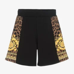 Versace Shorts*Boys Black Cotton Wild Barocco Shorts