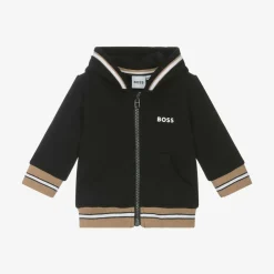BOSS Tops*Boys Black Cotton Zip-Up Hoodie