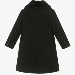 Romano Coats & Jackets*Boys Black Faux Fur Trim Coat