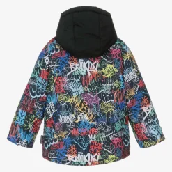 Pilguni Snowwear*Boys Black Graffiti Print Ski Jacket