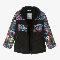 Pilguni Snowwear*Boys Black Graffiti Print Ski Jacket