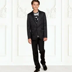 Romano Suits*Boys Black Jacquard Suit