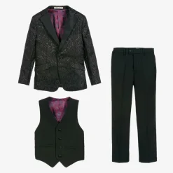 Romano Suits*Boys Black Jacquard Suit