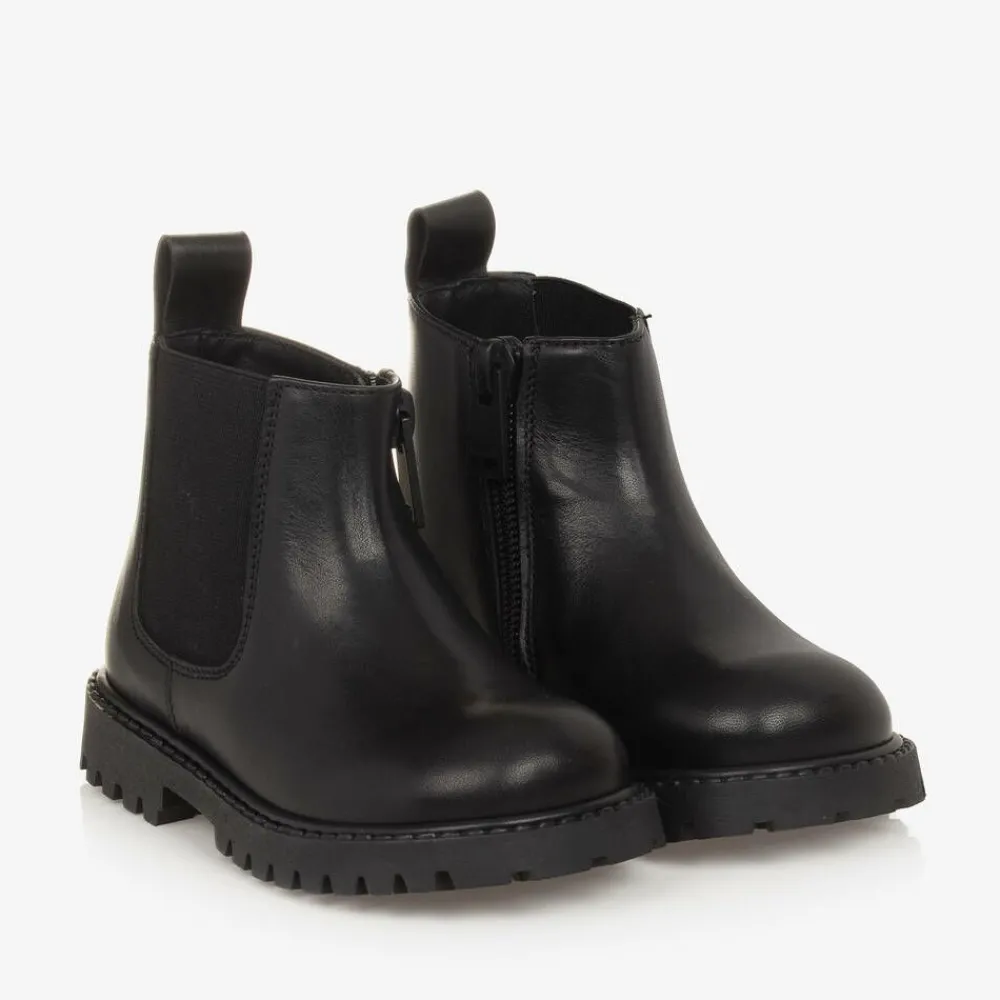Versace Boots|Boots*Boys Black Leather Chelsea Boots