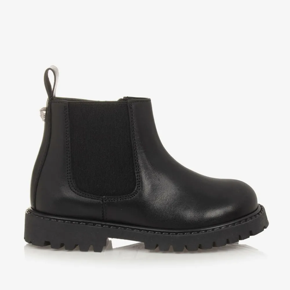 Versace Boots|Boots*Boys Black Leather Chelsea Boots