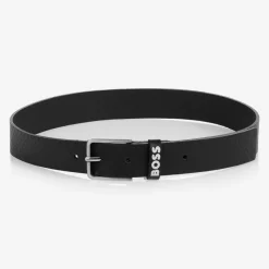BOSS Clothing Accessories*Boys Black Leather Monogram Belt