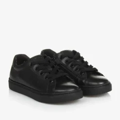 Geox School Shoes*Boys Black Leather Trainers