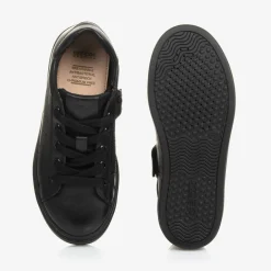 Geox School Shoes*Boys Black Leather Trainers