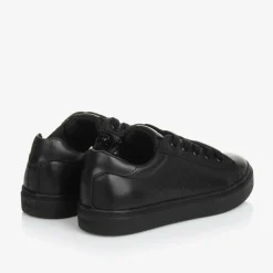 Geox School Shoes*Boys Black Leather Trainers